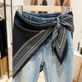 Khăn Tam Giác Eo Lụa Mỏng Thoáng Khí, Phong Cách Retro Hàn Quốc, Dành Cho Nữ