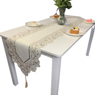 40X290cm Bàn Chạy Thêu Rỗng Vải Hộ Gia Đình Giường Chạy Tivi Tủ Vải Bàn Ăn Bàn Cà Phê Thêu Bàn Chạy Hộ Gia Đình Khách Sạn Thương Mại Cảm Giác Cao Cấp 01