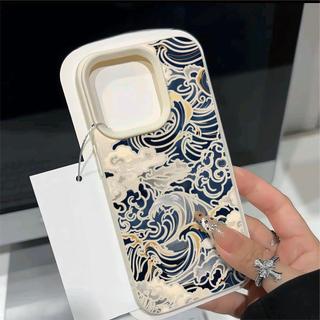 Vân sóng sáng tạo phù hợp với vỏ điện thoại 17/16promax, mẫu mới 16 đường kẻ lựu, vân da giả 15pro, bộ 14.