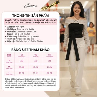 Áo Trễ Vai Thun Zip Phối Thô Kẻ Tiểu Thư Nơ Buộc Eo Tôn Dáng Thanh Lịch Mặc Đi Chơi Đi Cafe