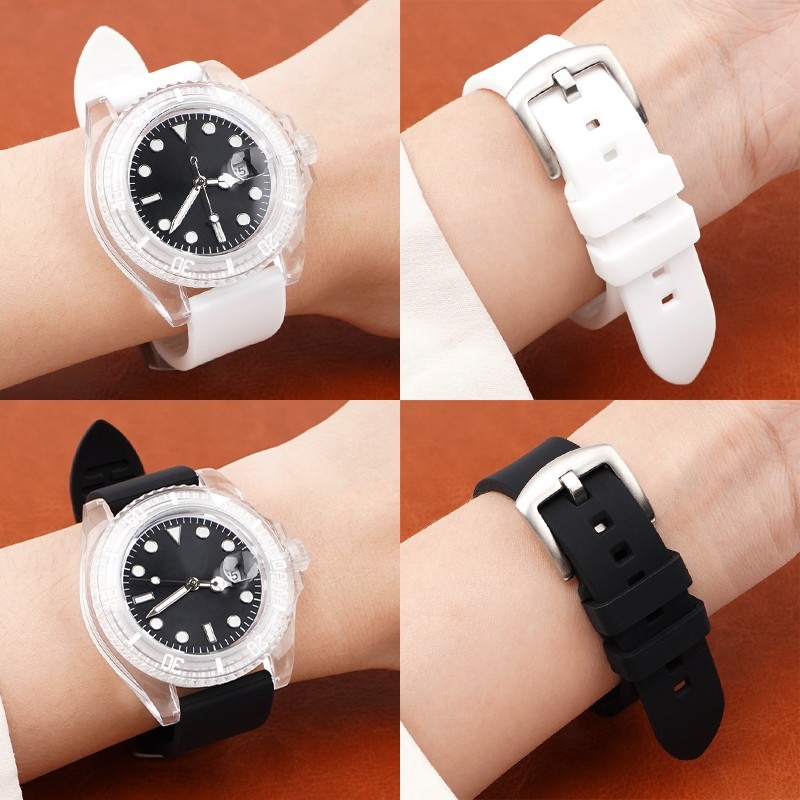 Khóa vàng Phát hành nhanh Dây đeo đồng hồ cao su silicon cao áp 18 / 19 / 20 / 21 / 22 / 24mm cho dây đeo đồng hồ thông minh SEIKO Diver dành cho nam nữ Vòng tay chống nước thể thao