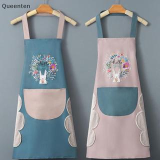 Queenten Tay Lau Nhà Bếp Hộ Gia Đình Tạp Dề Nấu Ăn Chống Dầu Chống Thấm Nước Nam Nữ Trưởng Thành Eo Thời Trang Cà Phê Quần Áo Lau Tay Tạp Dề QT
