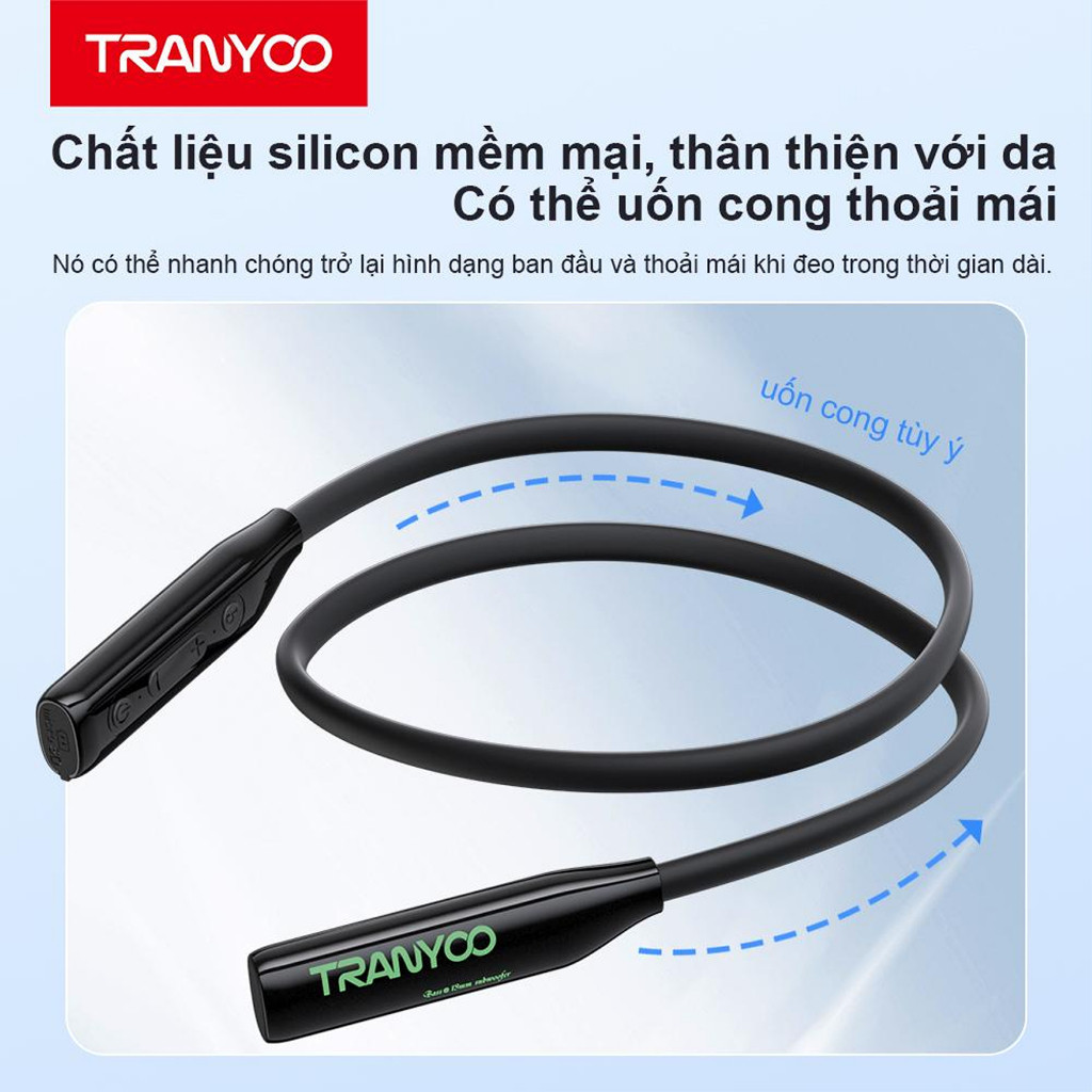Tai Nghe Bluetooth T-M31 Màng Loa Mạ Titan Thể Thao Đeo Cổ Pin Trâu Lên Đến 300h | TRANYOO VN STORE