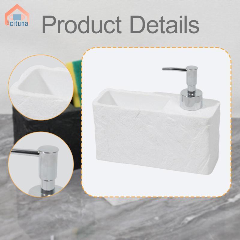 Phụ kiện hộp đựng xà phòng có máy bơm. Nhỏ gọn, thiết thực, dễ sử dụng. Dụng cụ sắp xếp nhựa bền cho miếng bọt biển, cọ tắm và miếng cọ rửa.