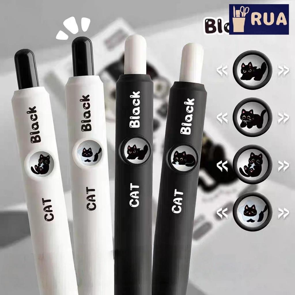 RUA 4 Bút Gel Họa Tiết 0.5 Mm Qui-Dry Ink-Smooth Viết Bút Có Thể Thu Vào Trường Văn Phòng Phẩm Quà Tặng Sinh Nhật Mới