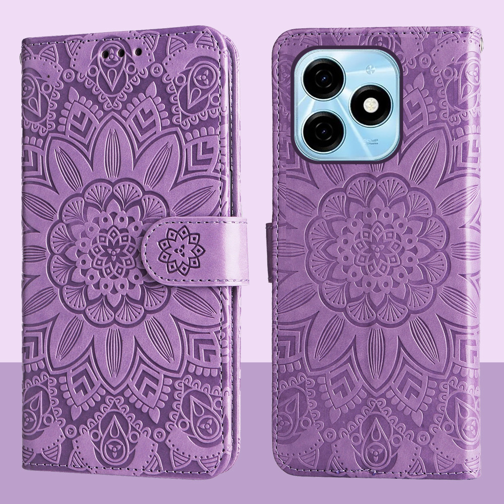 Ví Da Từ Tính Flip Case Cho Tecno Spark Go 2024 Spark 20C Dập Nổi Hoa Hướng Dương Cho Tecno POP 8 BG7 BG6 Vỏ Điện Thoại