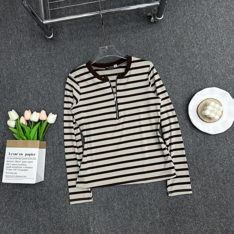 Áo Thun Nữ Tay Dài Dây Khóa Kéo Bᶖgsize 45-85kg ESHOP Áo Kiểu Cổ Trụ Thun Cotton Mềm Mịn MS534TD