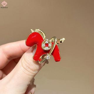 Trâm cài hình ngựa đỏ cung hoàng đạo - Phụ kiện thời trang cho nữ và quà tặng
