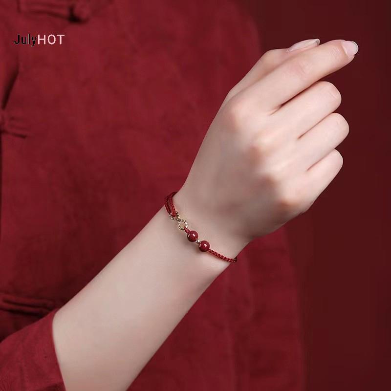 JULYHOT Thời Trang Đơn Giản Luy Vòng Tay Dành Cho Nữ Handmade Biểu Tượng Cặp Đôi Vòng Tay Cinnabar Hạt Vòng Tay Quà Tặng Massivedeals