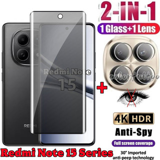 Redmi Note15 2026 Kính cường lực bảo mật chống Peek cho Redmi Note 15 ProPlus 15Pro + Note15 Note15Pro 4G 5G cong toàn bộ chống gián điệp Kính riêng bảo vệ màn hình Phim ống kính máy ảnh