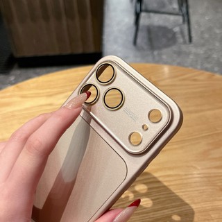 Kính Bảo Vệ Ống Kính Mạ Màu Cam Bạc AG Sơn Kim Loại Vỏ Điện Thoại Cho iPhone 17Promax 17Pro 13 14 15 16 Pro Max Chống Sốc Nam Nữ Vỏ Di Động