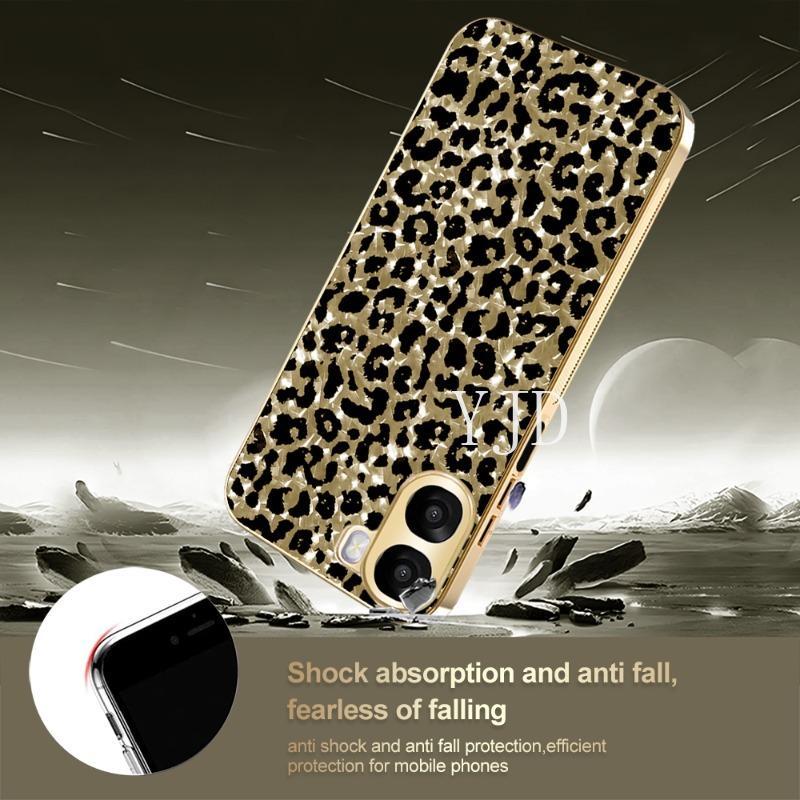 Ốp Lưng Cho OPPO A6 A6X A6s A6t Pro Leopard Print PC Backboard Mạ Điện Khung TPU Chống Rơi Điện Thoại