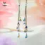 Bông tai nhỏ giọt nước đá zircon trắng, dây chuyền kim loại màu bạc, thanh lịch và sang trọng