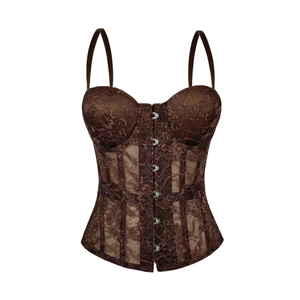 Áo Corset xương cá thêu ren cao cấp Slimer Look Tây Tạng Meat Top