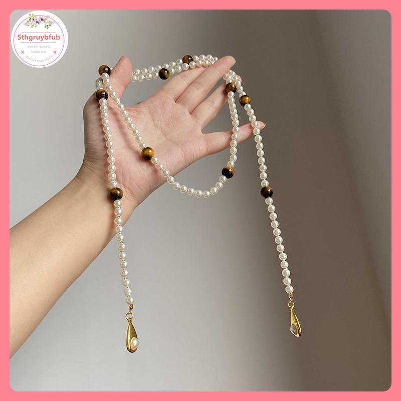 Sợi dây chocker đá hổ mắt tự nhiên, trang sức thời trang vintage dành cho nữ