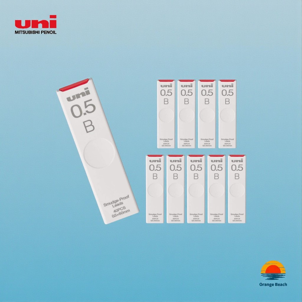 Uni Mitsubishi Lead/Ngòi Chì Bấm/Smudge-Proof/Bộ 10 Hộp/Japan/0.5 0.3 HB 2B/Mechanical