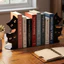 JUNYUE88US Kim Loại Bookend, Phụ Kiện Mèo Sáng Tạo Tinh Tế Đa Năng, Mèo Đứng Ngồi Kim Loại Đen Giá Đỡ Sách Sắt Bền Không Khí Phòng