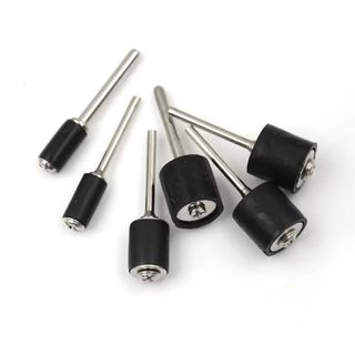YUUKII 10 Cái / bộ Bộ Vòng Tròn Giấy Nhám, Cao Su 6.35 / 9.5 / 12.7 Mm Chà Nhám Mandrels, 1 / 8inch Máy Mài Thanh Trống Dụng Cụ Mài Mòn