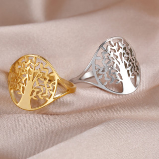 Nhẫn thép không gỉ thiết kế cây sự sống Celtic cho nữ, phù hợp lễ cưới và ban nhạc Wiccan