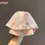 Mũ đuôi ngựa satin họa tiết ngọc trai phong cách Trung Hoa thanh lịch cho nữ