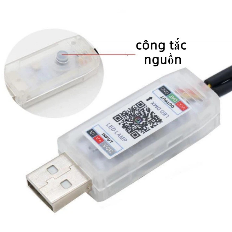 Dây đèn LED RGB nội thất ô tô acrylic, cắm USB là chạy, điều khiển App + remote, trang trí xe hơi