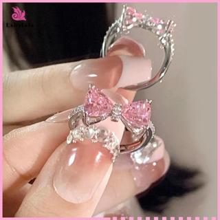 Eshylala Zircon Nhẫn Điều Chỉnh Nơ, Phù Hợp Làm Quà Tặng Cho Nữ Và Bé Gái