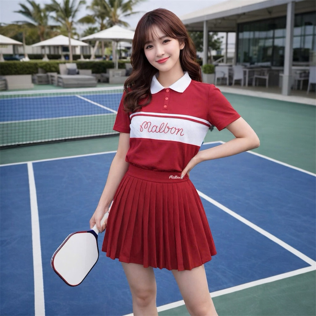 [PICKLEBALL New] Bộ tập pickleball nữ , cầu lông, tennis, chất liệu thun mềm mát thoải mái vận động