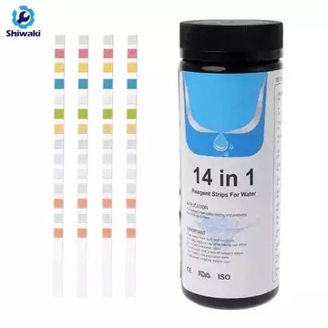 Bộ kit test nước gia đình 14 chức năng, phù hợp cho bể bơi và nước uống, gồm độ cứng và kim loại nặng.