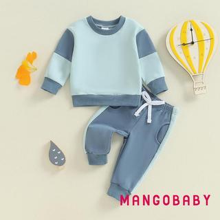 MG-Baby Boy Quần Áo Mùa Thu Màu Sắc Tương Phản Áo Dài Tay Và Quần Nỉ Co Giãn 2 Mảnh Theo Dõi Phù Hợp Với Trang Phục
