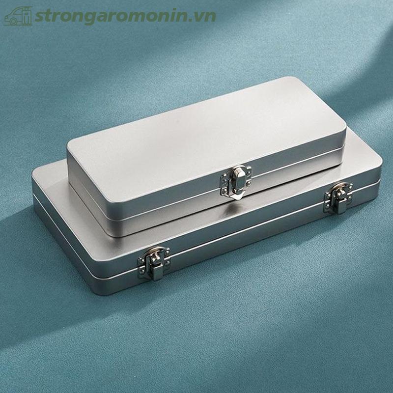Hộp hình chữ nhật bằng kim loại màu xám bạc bền ST có nắp đậy cho hóa đơn, mỹ phẩm, đồ dùng văn phòng Bảo quản-Perfect cho gia đình, văn phòng ST