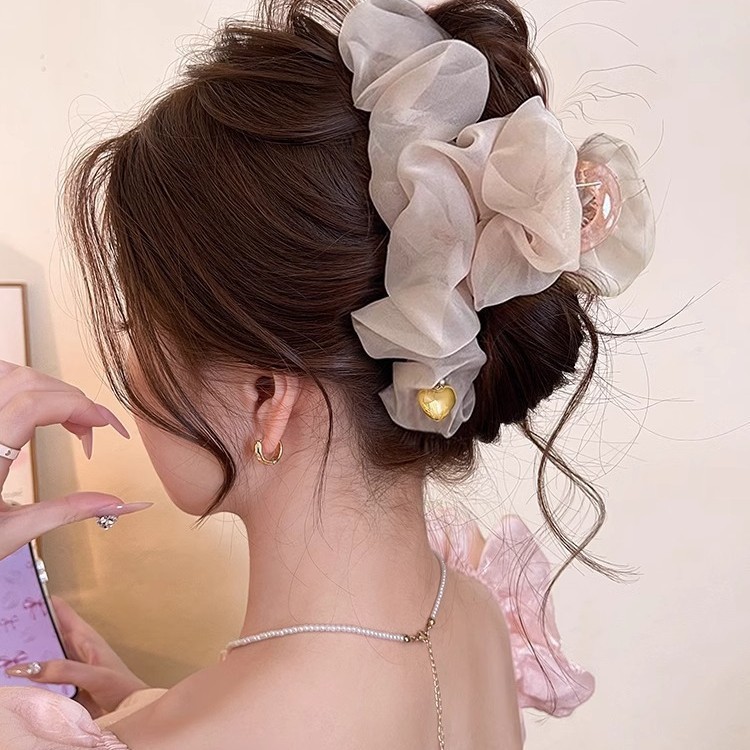 Kẹp Tóc Cá Mập Cỡ Lớn Voan Xếp Ly Thanh Lịch Cho Nữ, Dễ Phối Đồ
