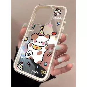 Đảng Puppy Birthday cho 16 trường hợp iPhone 17Air 3 trong 1 bezel 14 13 11Pro