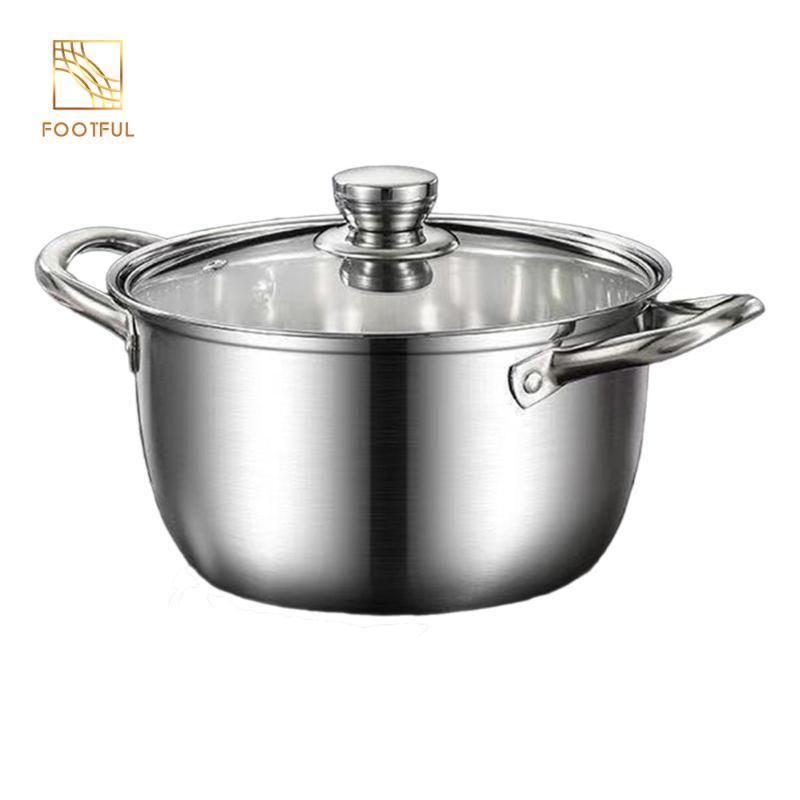 Nồi Canh Inox Dung Tích Lớn Chảo Nấu Nhanh Tay Cầm Đôi Nồi Cho Bếp Điện Nấu Ăn Gia Đình