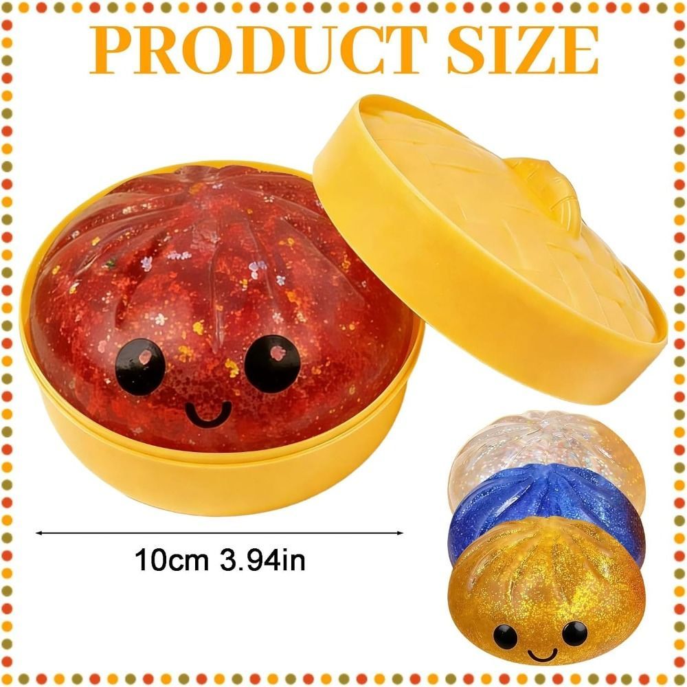 YOLOGO Bánh bao Đồ chơi Squishy, Bun nhồi bông hấp mềm lấp lánh Squishy Pinch Le, Fidget có khả năng phục hồi chậm với công cụ thư giãn đồ chơi Squishy hấp