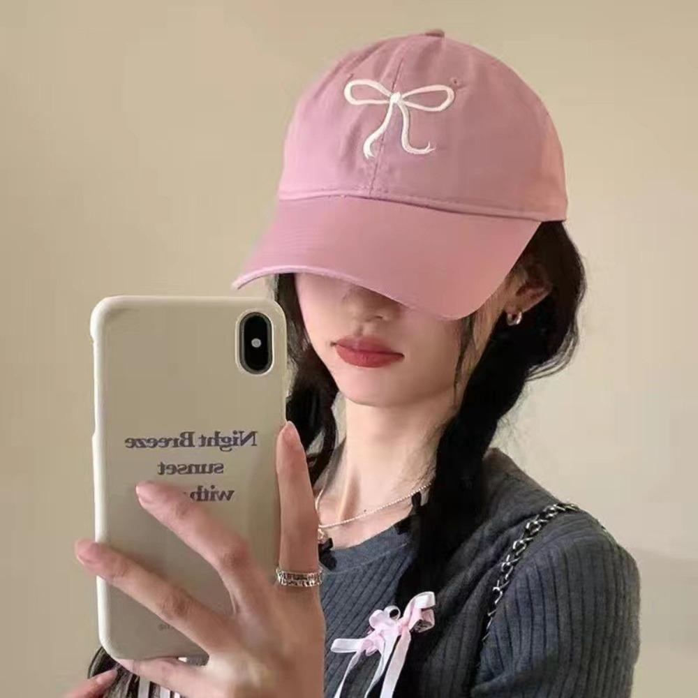Mũ lưỡi trai thêu nơ cho nam nữ - Nón lưỡi trai nơ cute vải kaki form mềm thời trang