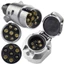 NKSFX Kéo Cắm Dây, Hợp Kim Nhôm Tròn Adapter Đầu Nối Xe Kéo Điện, Tiện Lợi 7 Pin Cắm EU Kéo Điện Ứng Dụng Kéo