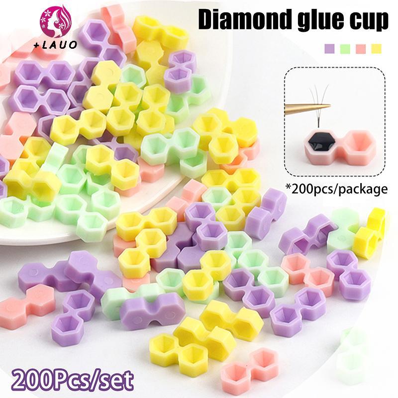 Springevenstar 200 Chiếc Nối Mi Kim Cương Keo Trì hoãn Cốc Hình Xăm Dính Sắc Tố Giữ Ghép Lông Mi Giữ Khay Dụng Cụ Springevenstar