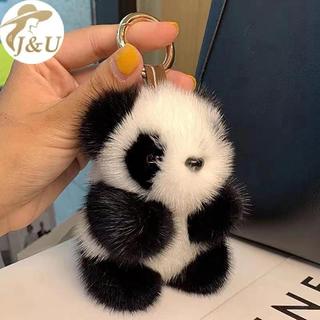 JU Gấu Trúc Nhỏ Sang Trọng Túi Nữ Đồ Trang Trí Dễ Thương Giả Lông chồn Gấu Trúc Móc Khóa Xe Ô Tô VN