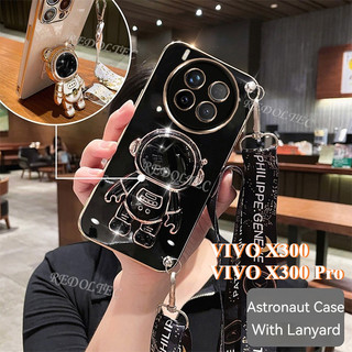 Ốp lưng VIVO X300 X300Pro Thời trang mới Vỏ điện thoại mạ điện 6D dễ thương VIVO X300 Pro có giá đỡ phi hành gia Dây đeo chéo dài cho bé gái