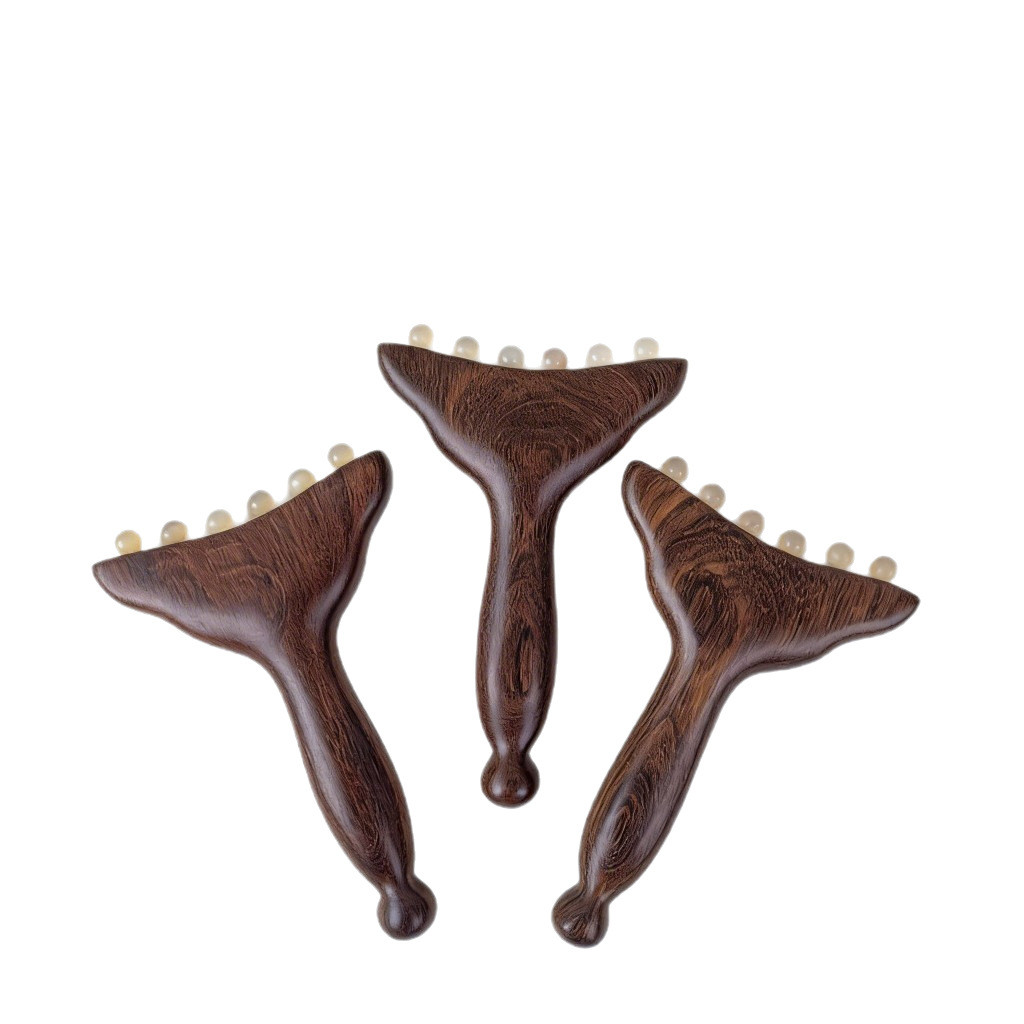 Sản phẩm mới Xiao diệp Gỗ đàn hương vàng đen Hạt Sừng Cừu Góc đuôi cá xẻng Gua sha Massage lược Cá Tính Mặt đẹp Nâng Lên Massager