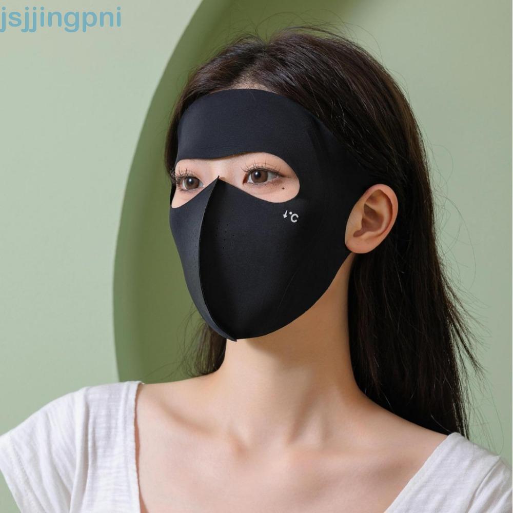 Mặt nạ chống nắng JSJJING UPF50+, làm từ polyester có khả năng co giãn và thoáng khí, thiết kế hình chữ V
