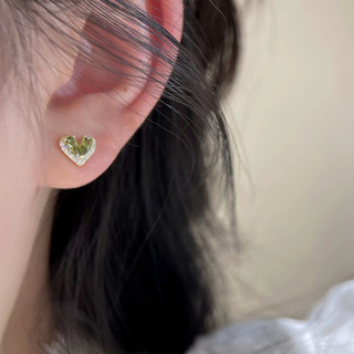 Bông Tai Tình Yêu Màu Xanh Bạc Hà Phong Cách Mori Với Kim Cương Nhấp Nháy