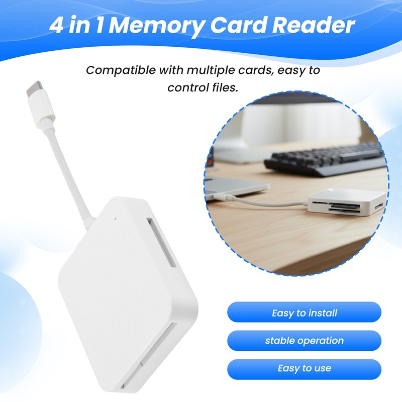 Bộ chuyển đổi đầu đọc thẻ nhớ 4 trong 1 Type C USB-C Smart Media OTG M2 SD SM XD Đầu đọc thẻ cho phụ kiện Android