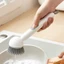 Bàn chải bát đĩa có hộp đựng xà phòng và tay cầm dài Bàn chải làm sạch bát đĩa có thể xoay được