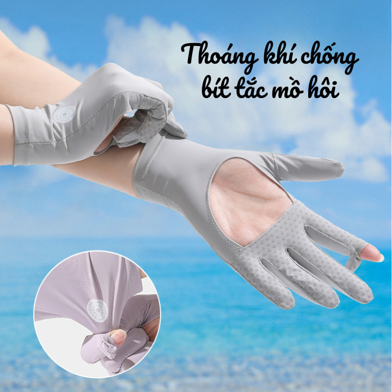 Găng Tay Lụa Chống Nắng Nữ UV50+ – Bao Tay Chống Tia UV, Hở Lòng Bàn Tay Thoáng Khí, Chống Trượt Khi Lái Xe DINO