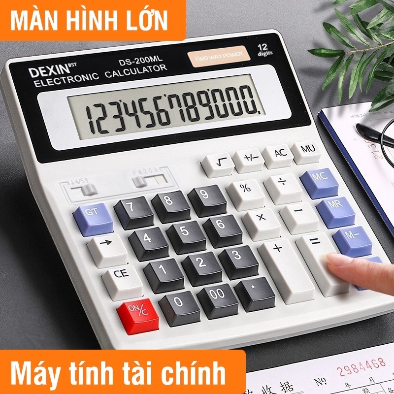 Máy tính cầm tay DM-1200V — 12 chữ số, hai nguồn điện, hỗ trợ nguồn năng lượng mặt trời hoặc pin