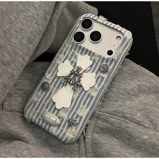 Ốp điện thoại chéo Denim sọc xanh và trắng tiên tiến cho iPhone 17 16 15 14 13 Pro Max Bảo vệ Camera chống sốc Vỏ cứng chống rơi