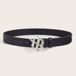 Phong Cách Mới Đen Bạc Kim Loại Khóa Chụp PU Trang Trí Quần Jean Thắt Lưng Thời Trang Phù Hợp Với Đa Năng Với Kim Cương