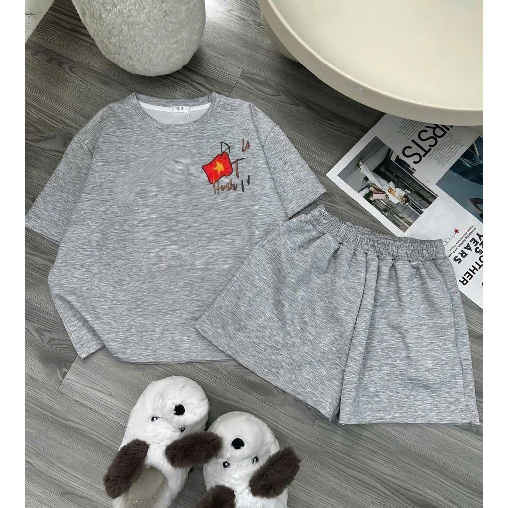 SET Bộ GỒM 2 MÓN Quần ĐÙI CỘC TRƠN XĐẬM+áo PHÔNG XĐẬM-THOITRANGTHUBIO