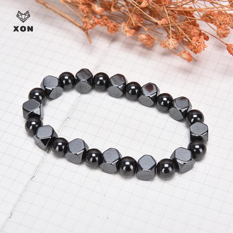 Vòng tay nam từ hạt hematite từ tính, hỗ trợ sức khỏe, dây co giãn